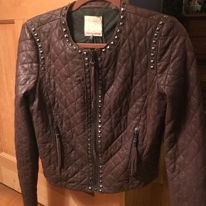 Quilted leather jacket in the color Bordeaux